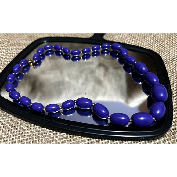 Vintage Purple Beaded Necklace with Clasp Eighties Costume Jewelry - Picture 2 of 10